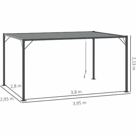 Outsunny Gartenpavillon Mit Lamellendach, Grau, 4 X 3 X 2 M 3 Outsunny Gartenpavillon Mit Lamellendach, Grau, 4 X 3 X 2 M – Bild 3