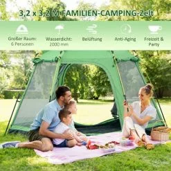 Outsunny Campingzelt Für 6 Personen, Schnellöffnend, Grün+Schwarz, 320 X 320 X 180 Cm -Günstiges Partyzelte, Pergolas & Pavillons Geschäft 57370835 4