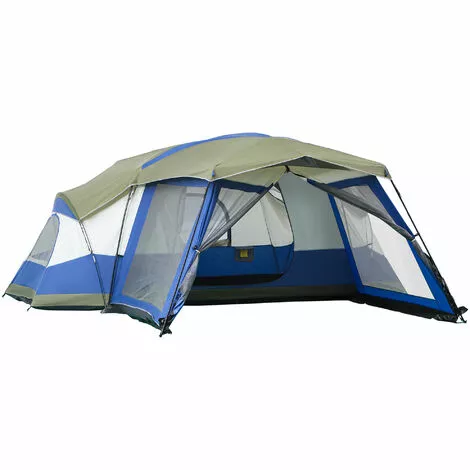 Outsunny Campingzelt Mit Vorzelt, Für 6-8 Personen, Blau+Grün+Grau, 5 X 4,8 X 2,3 M 1 Outsunny Campingzelt Mit Vorzelt, Für 6-8 Personen, Blau+Grün+Grau, 5 X 4,8 X 2,3 M