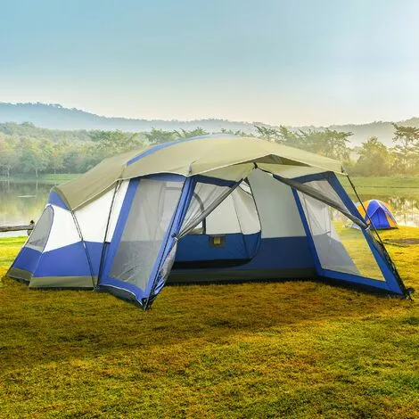 Outsunny Campingzelt Mit Vorzelt, Für 6-8 Personen, Blau+Grün+Grau, 5 X 4,8 X 2,3 M 2 Outsunny Campingzelt Mit Vorzelt, Für 6-8 Personen, Blau+Grün+Grau, 5 X 4,8 X 2,3 M – Bild 2