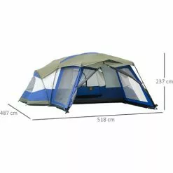 Outsunny Campingzelt Mit Vorzelt, Für 6-8 Personen, Blau+Grün+Grau, 5 X 4,8 X 2,3 M 7 Outsunny Campingzelt Mit Vorzelt, Für 6-8 Personen, Blau+Grün+Grau, 5 X 4,8 X 2,3 M -Günstiges Partyzelte, Pergolas & Pavillons Geschäft 57370845 3