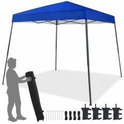 Yaheetech Pavillon Wasserdicht Deckfläche 3x3 M, Pop-Up Faltpavillon Gartenzelt Mit 4 Sandsäcken Und Tragetasche Auf Rädern, Geeignet Für Camping, Hochzeiten Im Freien, Gartenpartys, Blau