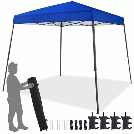 Yaheetech Pavillon Wasserdicht Deckfläche 3x3 M, Pop-Up Faltpavillon Gartenzelt Mit 4 Sandsäcken Und Tragetasche Auf Rädern, Geeignet Für Camping, Hochzeiten Im Freien, Gartenpartys, Blau 1 Yaheetech Pavillon Wasserdicht Deckfläche 3x3 M, Pop-Up Faltpavillon Gartenzelt Mit 4 Sandsäcken Und Tragetasche Auf Rädern, Geeignet Für Camping, Hochzeiten Im Freien, Gartenpartys, Blau