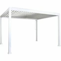 Pergola HHG-936, Garten Lamellen-Pavillon, 11cm-Alu-Gestell 4x3m ~ Weiß