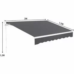 Dripex Markise 200 X 150 Cm Manuelle Gelenkarmmarkise Wasserdicht Und Sonnenschutz, Terrassenmarkise Größen Wählbar -Günstiges Partyzelte, Pergolas & Pavillons Geschäft 60262533 3