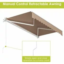 BAMNY Gelenkarmmarkise Markise, Einziehbarer Sonnenschutz Sonnenmarkise Mit Manueller Kurbel, Markisenabdeckung Outdoor -Terrassenüberdachung Sunsetter-Deckmarkisen, Beige, 250 X 200cm -Günstiges Partyzelte, Pergolas & Pavillons Geschäft 60579024 3