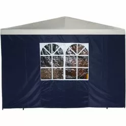 DEGAMO Seitenplane Für Pavillon, 3x1,9 Meter, Polyester Blau Mit Fenster