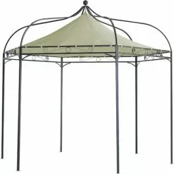 DEGAMO Pavillon MODENA 6-eckig, Stahl Schwarz, Plane PVC-beschichtet écru