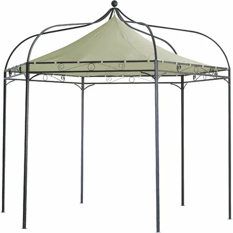 DEGAMO Pavillon MODENA 6-eckig, Stahl Schwarz, Plane PVC-beschichtet écru 1 DEGAMO Pavillon MODENA 6-eckig, Stahl Schwarz, Plane PVC-beschichtet écru