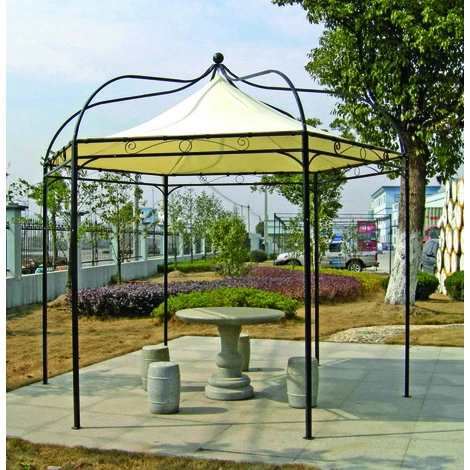 DEGAMO Pavillon MODENA 6-eckig, Stahl Schwarz, Plane PVC-beschichtet écru 2 DEGAMO Pavillon MODENA 6-eckig, Stahl Schwarz, Plane PVC-beschichtet écru – Bild 2