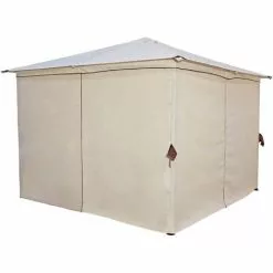 DEGAMO Pavillon VENEZIA 3x3 Meter, Stahl Schwarz, Plane PVC-beschichtet écru, Mit Seitenplanen -Günstiges Partyzelte, Pergolas & Pavillons Geschäft 6921782 3