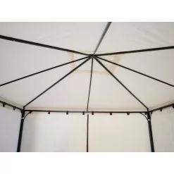 DEGAMO Pavillon VENEZIA 3x3 Meter, Stahl Schwarz, Plane PVC-beschichtet écru, Mit Seitenplanen -Günstiges Partyzelte, Pergolas & Pavillons Geschäft 6921782 4