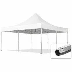 PROFIZELT24 ALU Pavillon Faltpavillon 5x5m Ohne Seitenteile Robust Und Wasserdicht PROFESSIONAL Partyzelt Weiß Feuersicher
