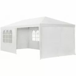 Juskys Partyzelt – Gartenpavillon Mit Dach & Seitenwänden – Gartenzelt Mit 18 M² Grundfläche – Sonnenschutz Für Outdoor 3x6 M In Weiß