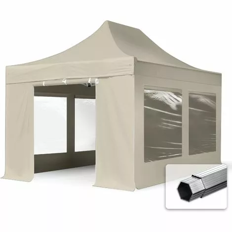 Faltzelt PROFESSIONAL 3x4,5 M Mit Panoramafenster Faltpavillon ALU Pavillon Partyzelt In Creme PROFIZELT24 1 Faltzelt PROFESSIONAL 3x4,5 M Mit Panoramafenster Faltpavillon ALU Pavillon Partyzelt In Creme PROFIZELT24